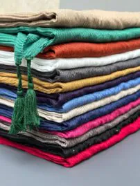 شال پلیسه نخی شاین زنانه تک رنگ مادام بلا