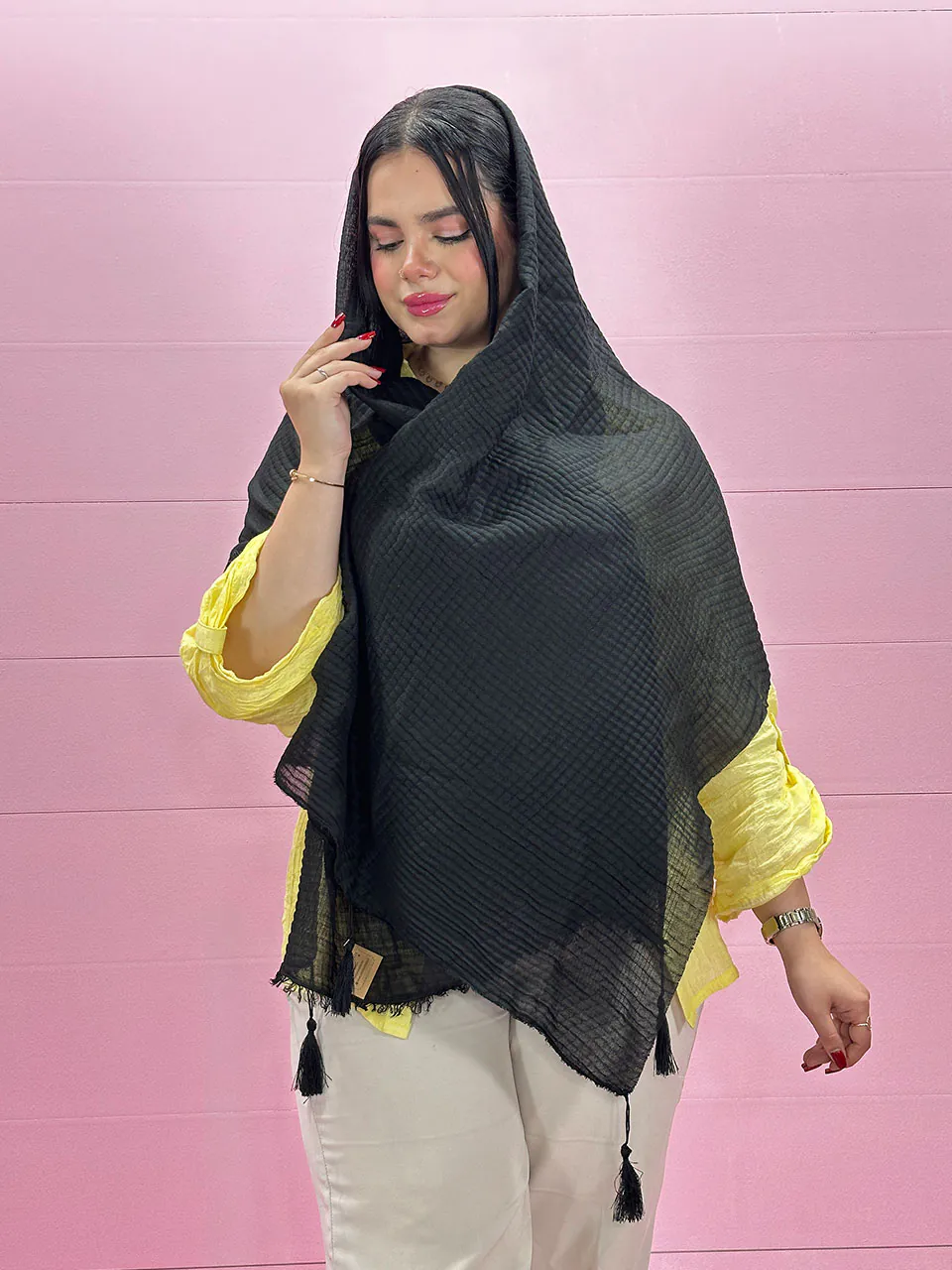 شال پلیسه منگوله دار زنانه