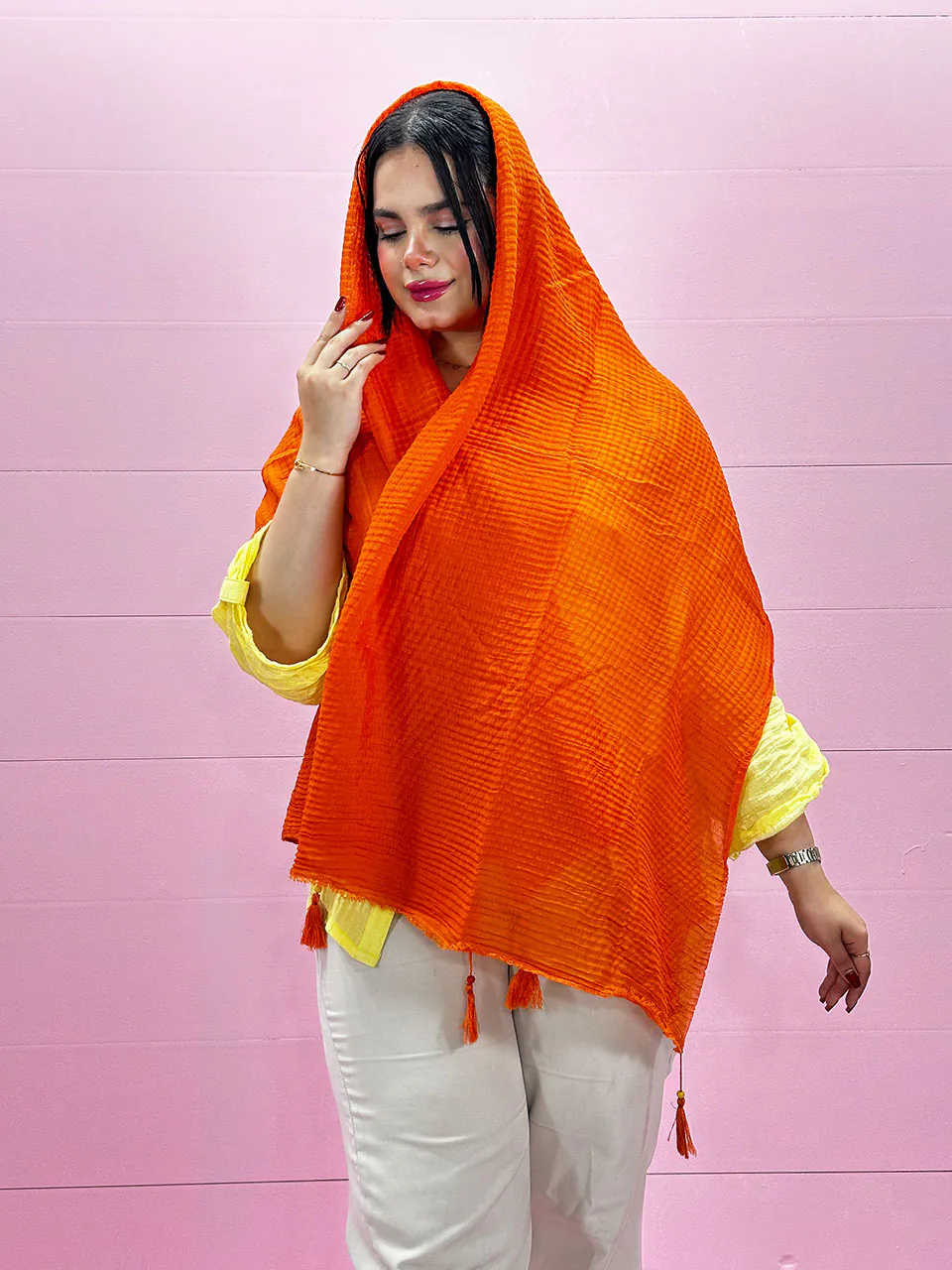 شال پلیسه منگوله دار (3913) - Image 5