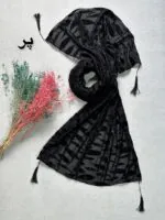 شال مخمل گل برجسته مخمل مشکی مادام بلا
