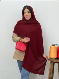 شال بافت پاییزه تک رنگ زنانه مادام بلا