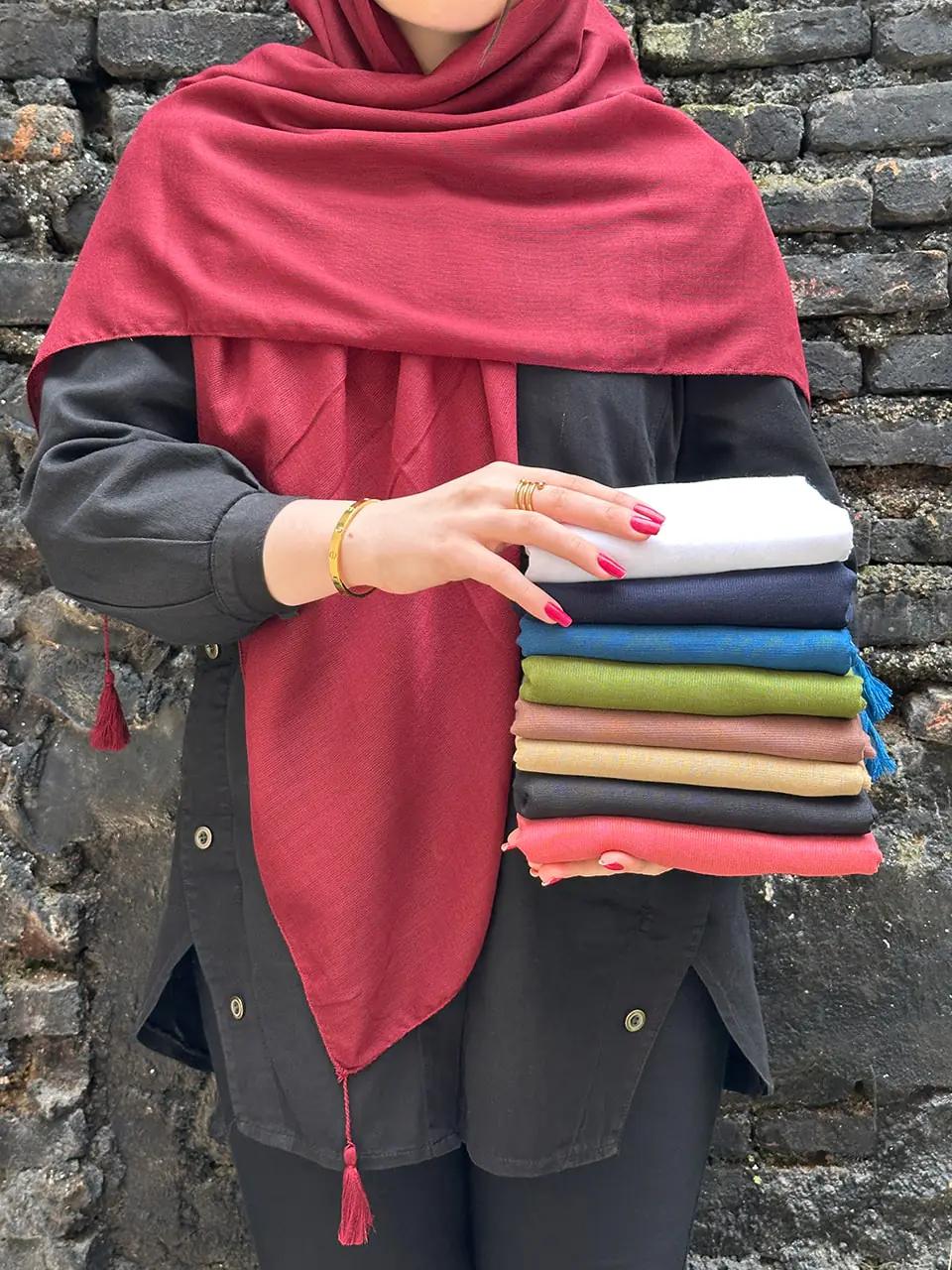 روسری تک رنگ نخی فروشگاه مادام بلا