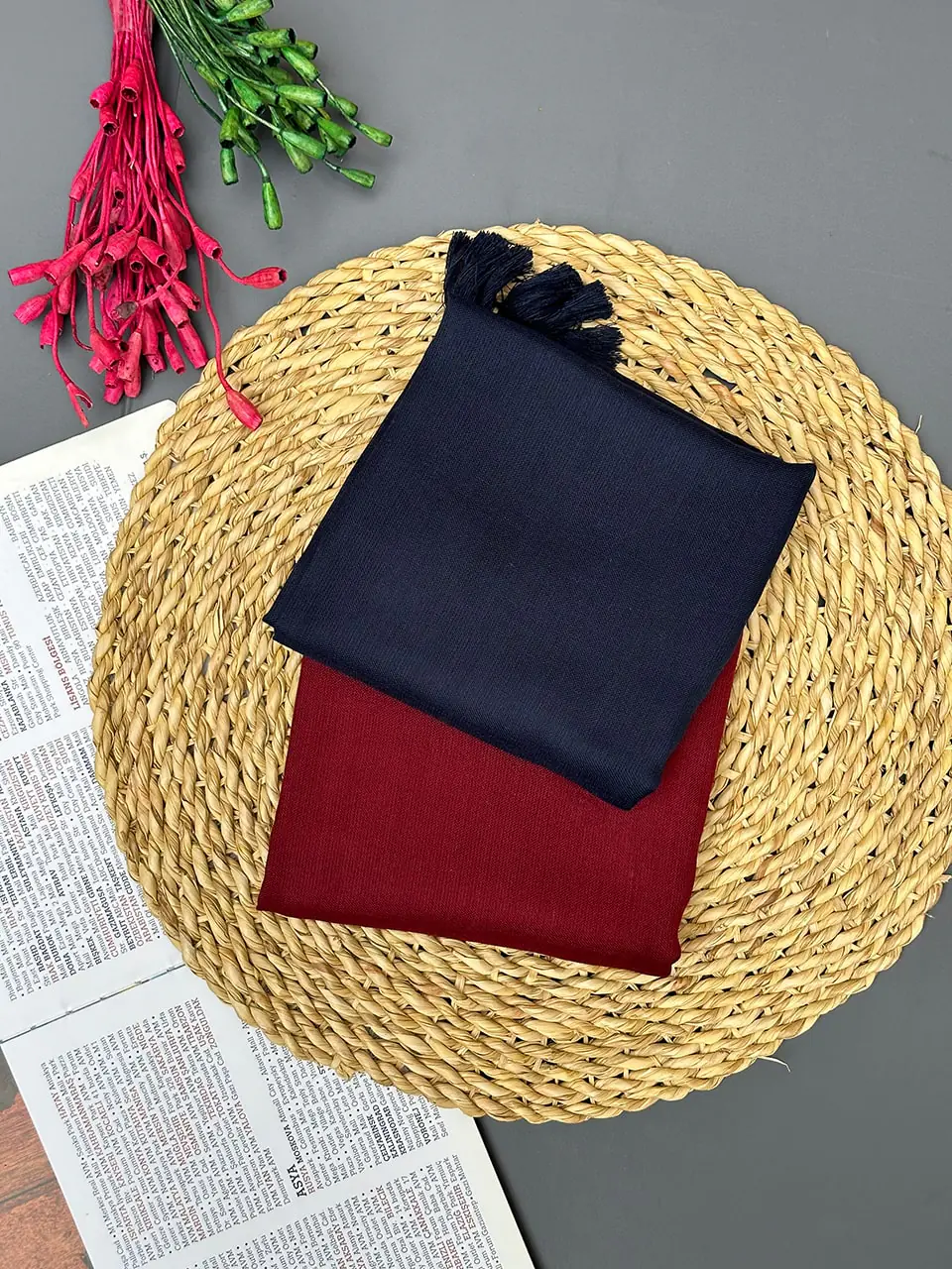 روسری تک رنگ نخی فروشگاه مادام بلا