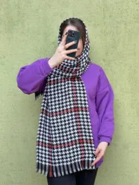 شال بافت ضخیم طرح پیچازی شال مادام بلا