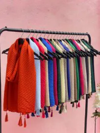 شال پلیسه نخی بهاره تک رنگ مادام بلا