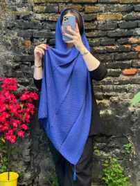 شال پلیسه نخی بهاره تک رنگ مادام بلا