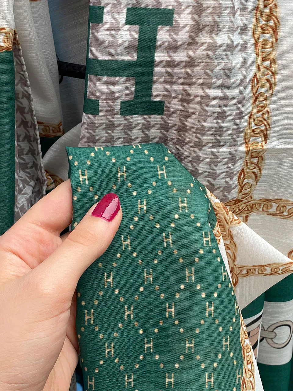 شال میکس سبز نخی مادام بلا