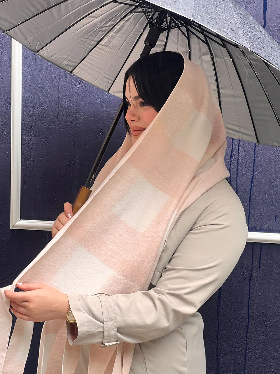 شال چهارخونه کشمیر مادام بلا