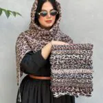 شال نخی برشکا طرح پلنگی مادام بلا