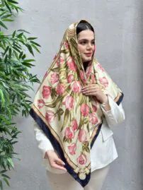 روسری طرح گل هرمس نخی زنانه