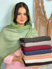 شال پلیسه لبه توری مادام بلا