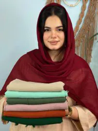 شال نخی کریشه تک رنگ شال مادام بلا