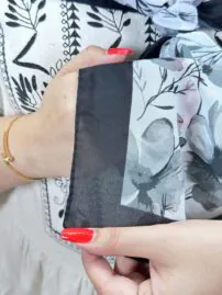 روسری نخی سفید مشکی شال مادام بلا