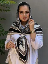 روسری نخی کجراه دست دوز مادام بلا رشت