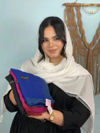 شال نخی لبه تور زنانه