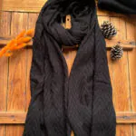 شال بافت مشکی زنانه ضخیم