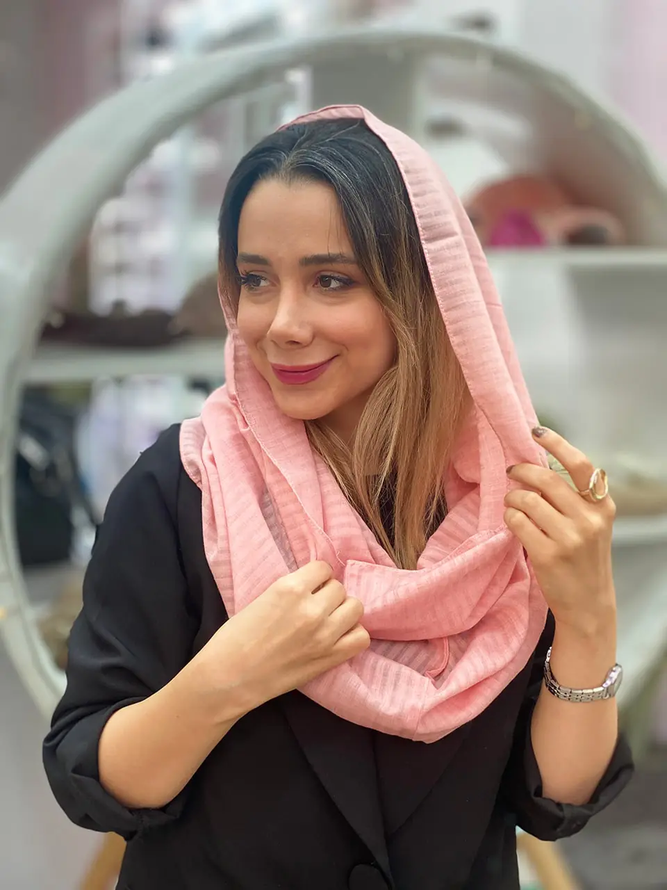 شال رینگی تک رنگ عسل