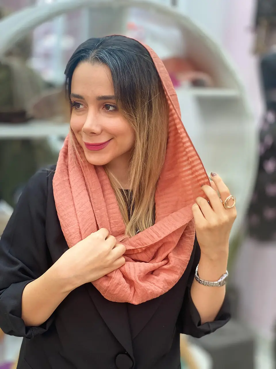 شال رینگی تک رنگ عسل