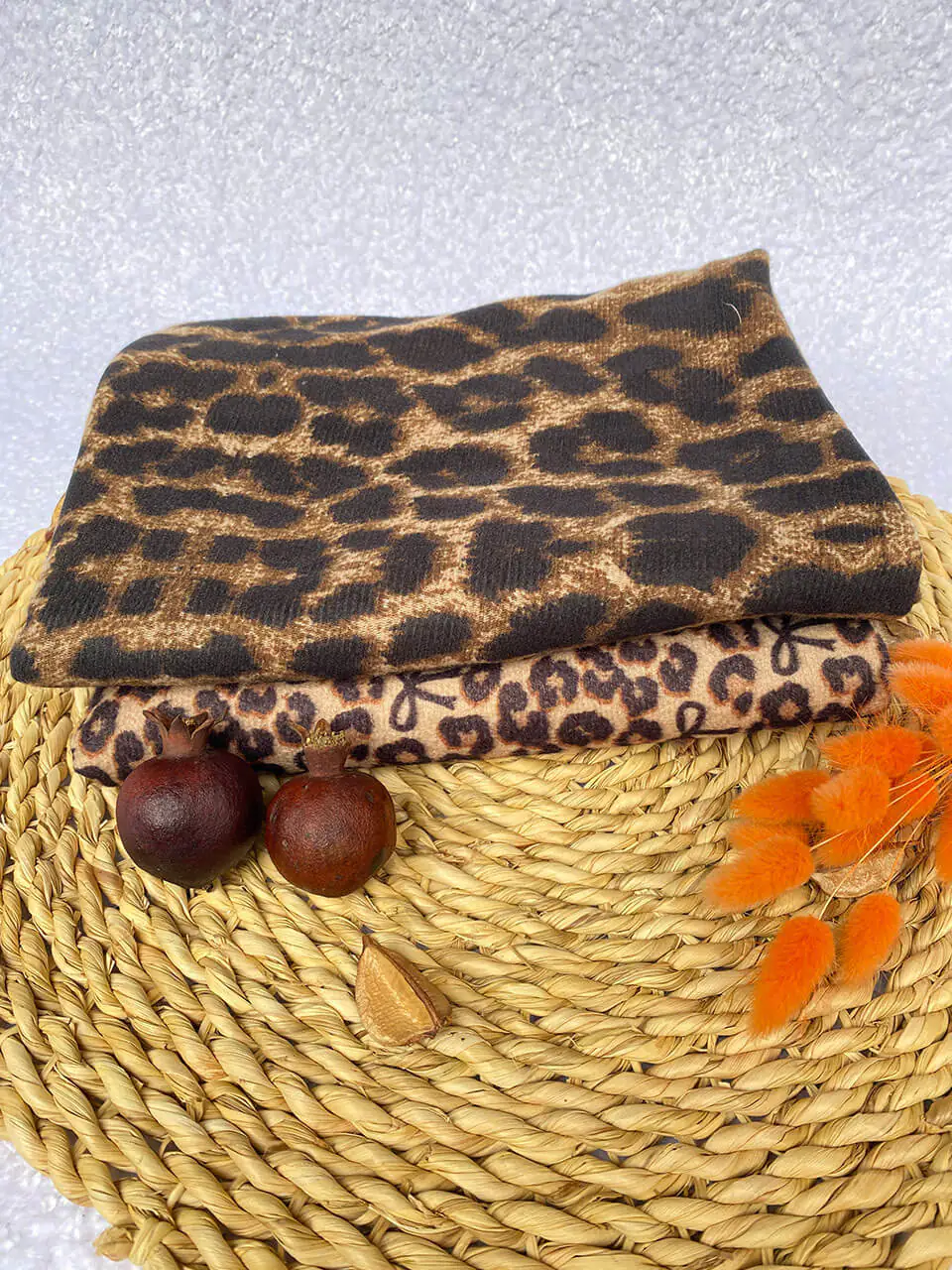 شال مخمل موهر پاییزه طرح پلنگی