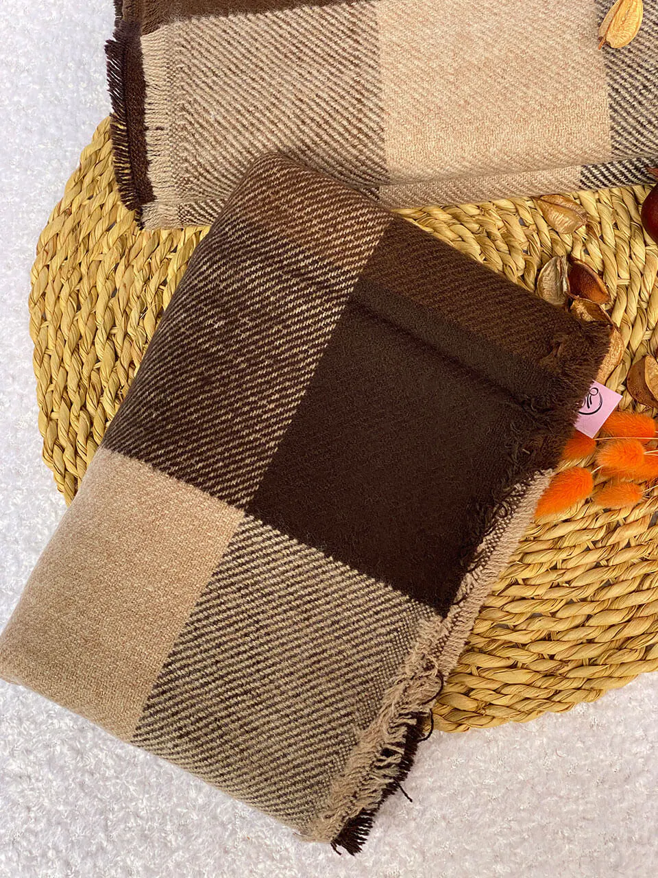 شال موهر ضخیم چهارخونه مادام بلا