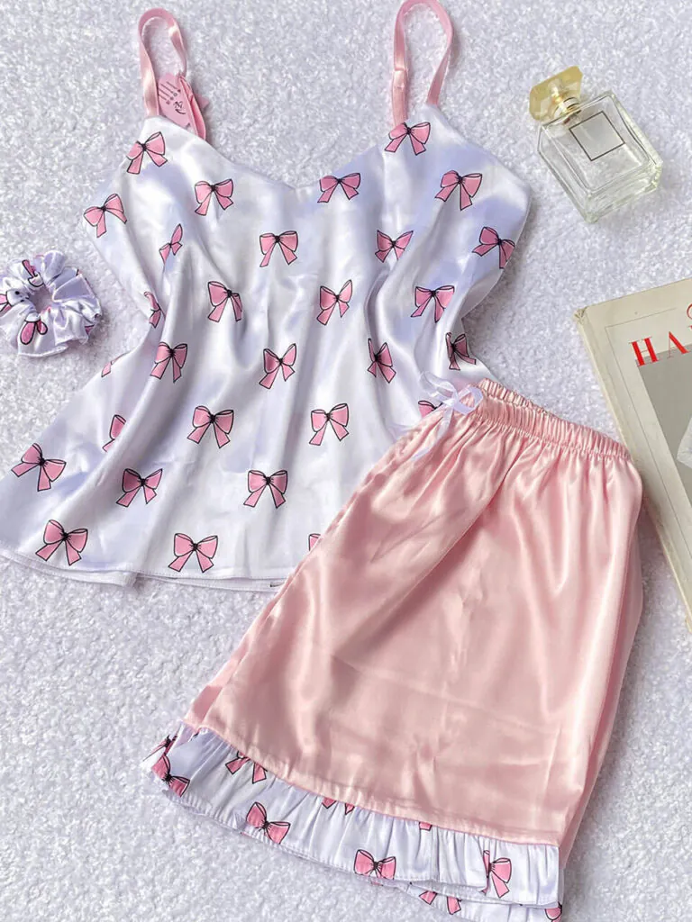 ست تاپ و شلوارک ساتن