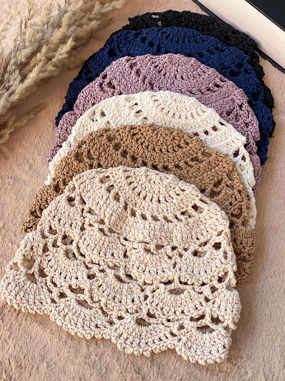 کلاه مکرومه دست بافت خاتون