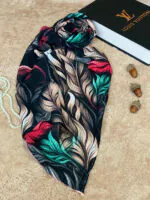 روسری کرپ حریر طرحدار زنانه