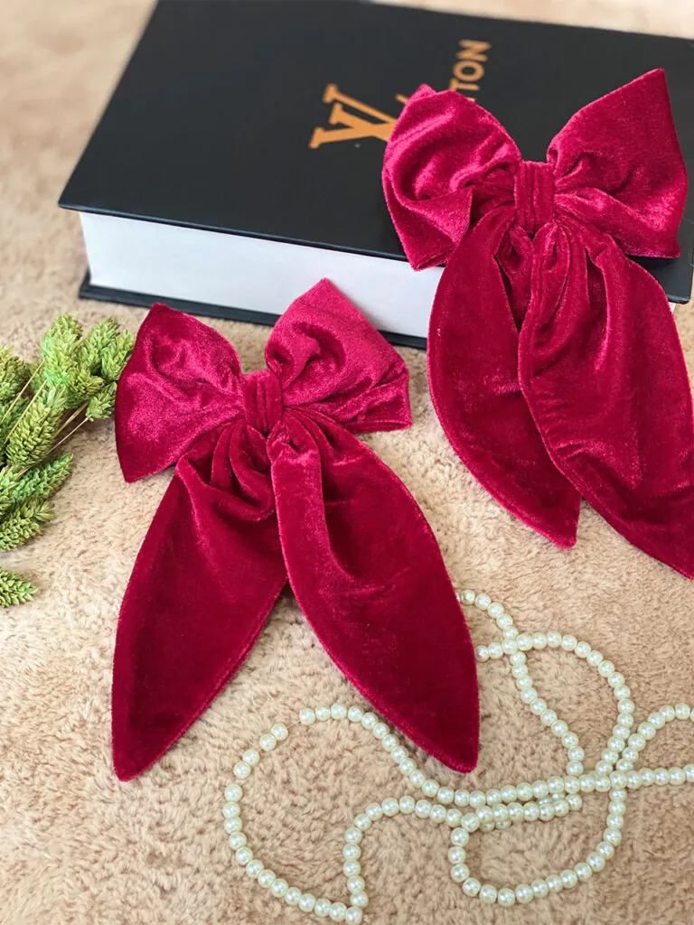 گیره فرانسوی مخمل قرم یلدایی