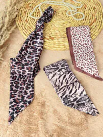 دستمال گردن پلنگی ابریشمی