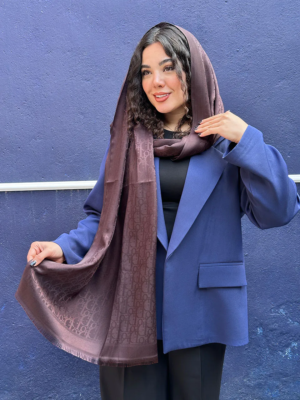 شال میکس قهوه ای