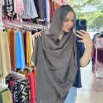 شال ژاکارد قهوه ای 6659